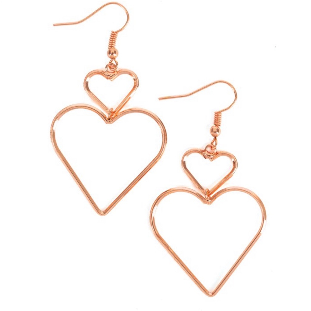 Paparazzi copper heart earrings